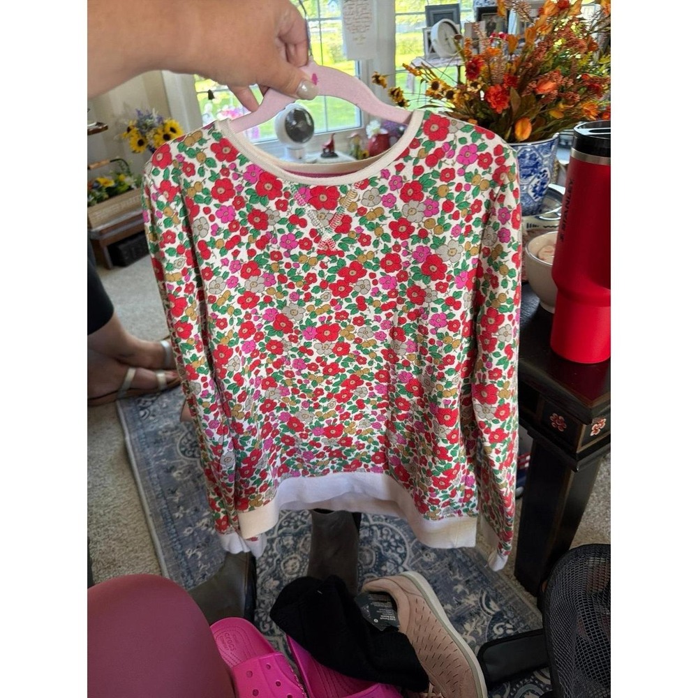 Boden girls' all-over red and pink floral print sweatshirt 11-12 girls